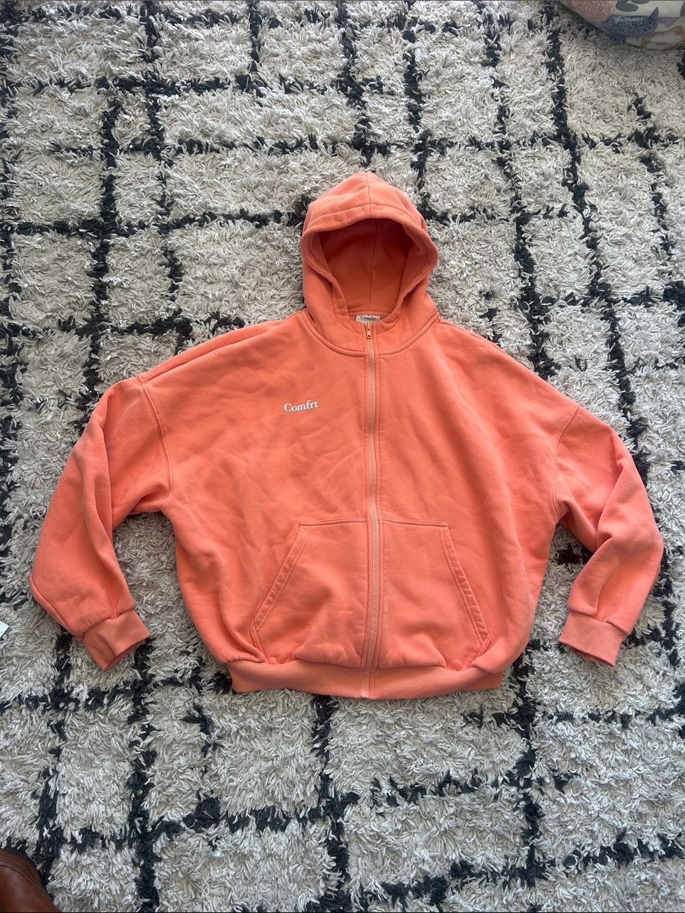 Comfort Colors Coral Zip Front Hoodie with Hood